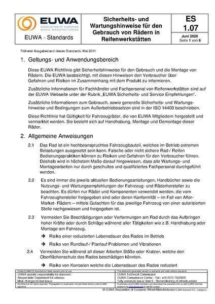 Datei:EUWA-ES-Standard-1.07 Sicherheits- und Wartungshinweise Räder- 06-2020.pdf